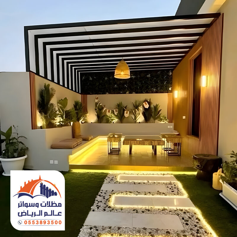 برجولة باضاءة ليلة جميلة للجلسات الخارجية مؤسسة عالم الرياض