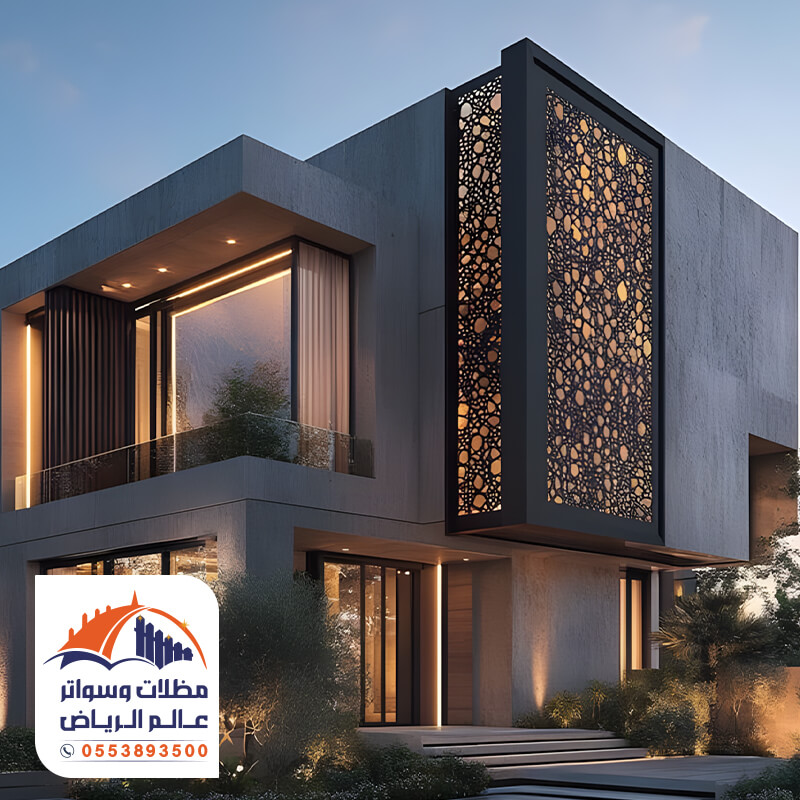 واجهات ليزر باضاءة حديثة وجميلة للفلل والمباني مؤسسة مظلات وسواتر عالم الرياض