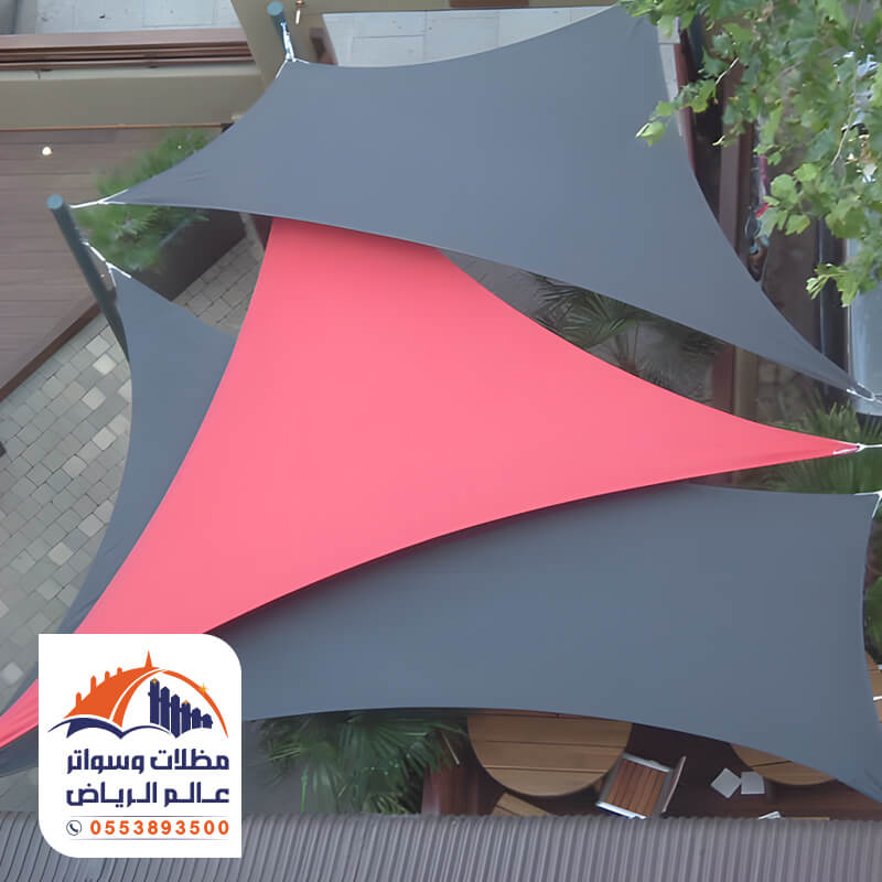 تنفيذ مظلات شد انشائي من مؤسسة مظلات وسواتر عالم الرياض